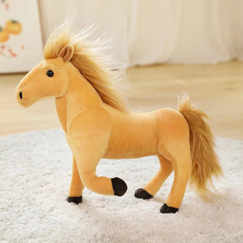 Cartoon Simulation White Black Horse Stuffed Children Plush Toy pony doll Christmas birthday gift