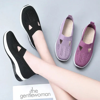 EtherealBe lightweight women's walking flats in black and purple for comfortable daily wear