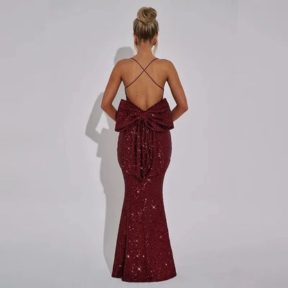 NIDANSSI 2025 Diamonds Glitter Backless Sexy Dress For Women Robes Evening Club Party Dress Bodycon Mini Summer Dress Vestidos