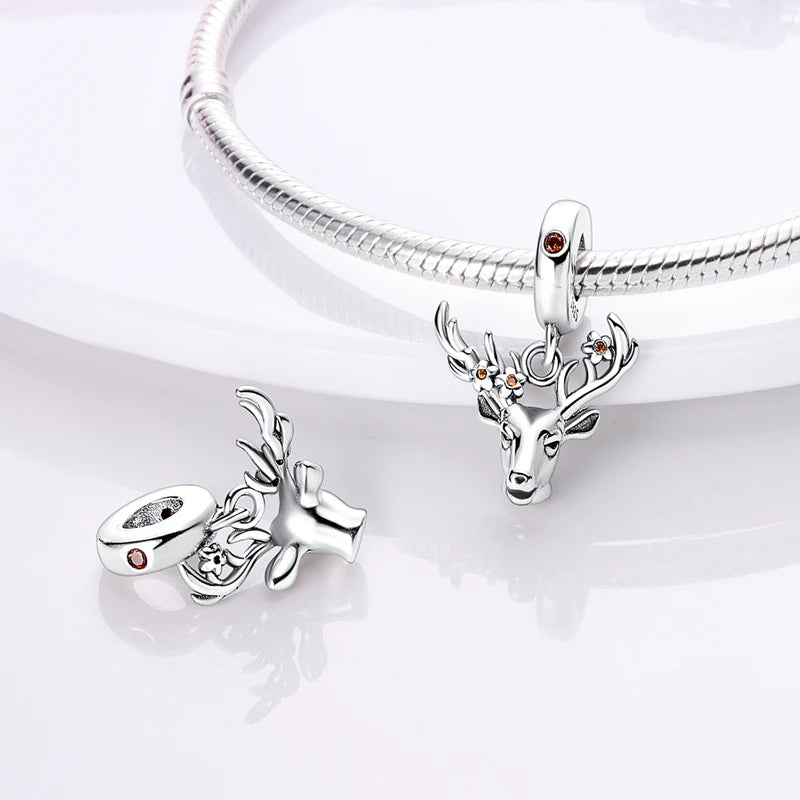 Halloween Christmas 925 Silver Charms Fit Original Bracelet For Women Jewelry Snow Christmas Tree Santa Claus