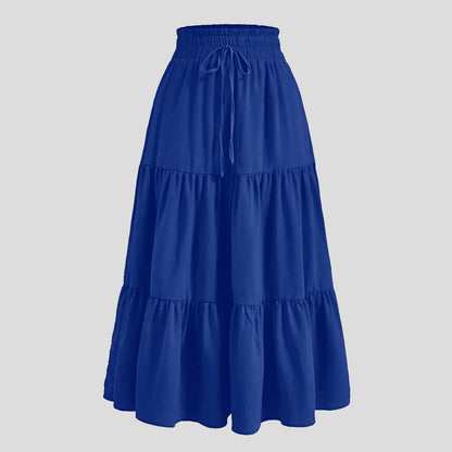 Women'S Boho Vintage Floral Print Maxi Skirt Elastic High Waist Pleated Flowy A Line Long Skirts Toddler Fall 2024 Falda Short
