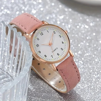 Kegllect 6pcs New  Pink Women's Round Dial Quartz Watch & Bracelets Set Gifts for Women Her NO BOX