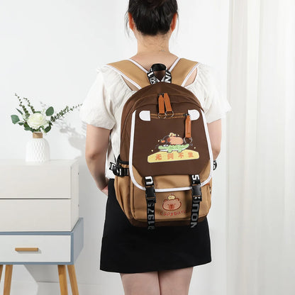 Capybara Book Bag with 1 Main Compartment for Girls Boys Laptop Backpack Zipper School Bag Rucksack Gifts for Capybara Lovers