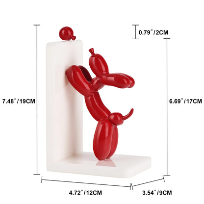 Resin Balloon Dog Book Ends Home Decor Modern Dog Stature Bookends Shelves Hold Books Heavy Duty Book Holder Stopper for Shelf
