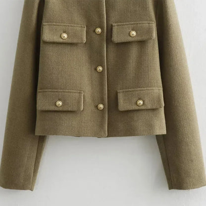 2025 New Woman Jackets Outerwears Long Sleeve Cropped Fashion Jacket for Women Button Short Coats Elegant Women's Coat