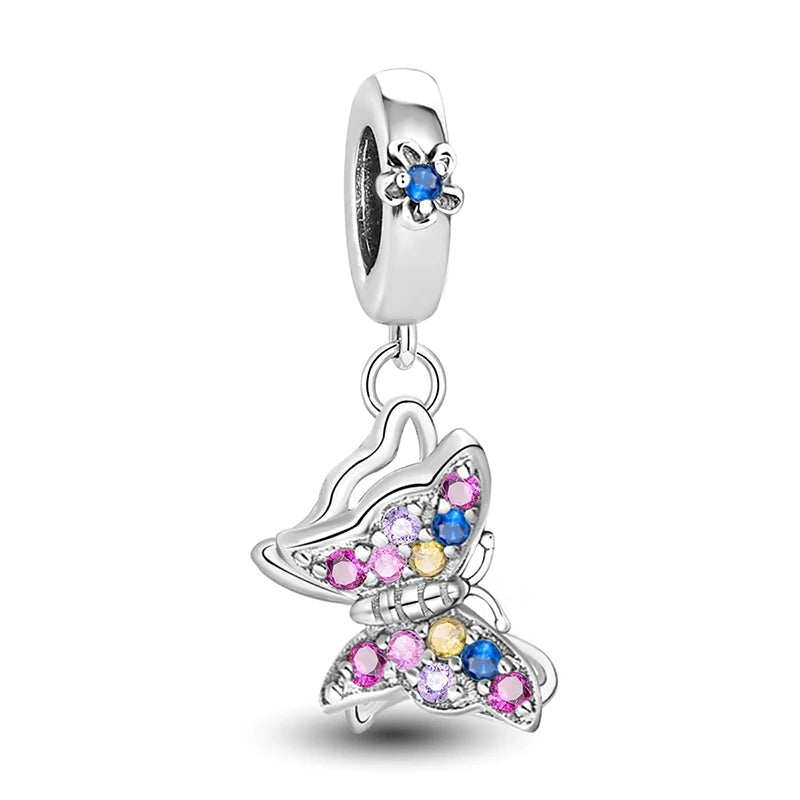 Original 925 Sterling Silver Charms Beads Glowing Luminous Bee Firefly Butterfly Pendant for Bracelet Bangle Charm DIY Jewelry