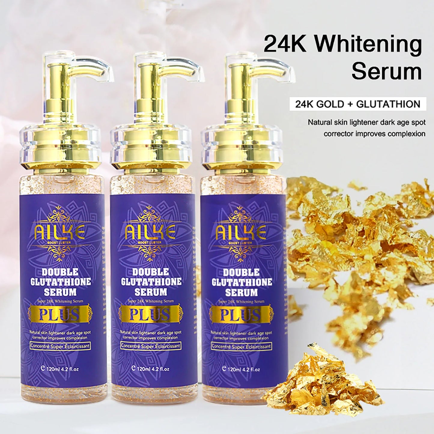 AILKE Double Glutathione Plus Moisturizing Hydrating Body & Skin Whiten Lotion, Bleaching Lotion for Women & Men With Pump