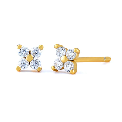 925 Sterling Silver Needle Small Geometry Triangle Crystal Stud Earring for Woman Lovers' Couples Bling Simple Piercing Earrings