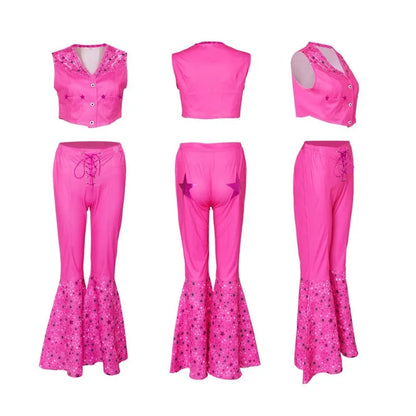 Women Princess Cosplay Costume Pink outfits Suit  Disguise Bar Bi Pink Suit Scarf Hat for Comic Con Halloween