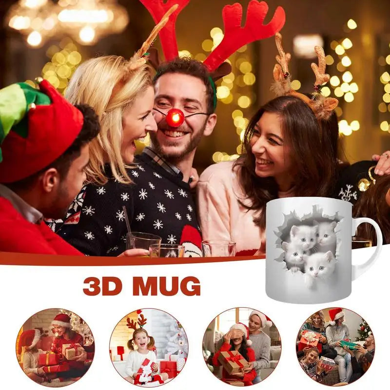 Cat Coffee Mug Ceramic 3D Visual Cat Milk Cup Creative Coffee Cups For Mulled Drinks Unique Cat Lovers Gifts Cups For Tea