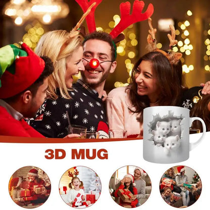 Cat Coffee Mug Ceramic 3D Visual Cat Milk Cup Creative Coffee Cups For Mulled Drinks Unique Cat Lovers Gifts Cups For Tea