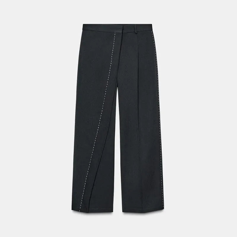 Casual Loose Women's Blazer Pant Suits Lapel Doube-Breasted Top Straight Pants Lady Set 2025 Autumn New 2 Pieces Set Women