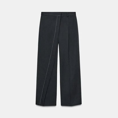 Casual Loose Women's Blazer Pant Suits Lapel Doube-Breasted Top Straight Pants Lady Set 2025 Autumn New 2 Pieces Set Women