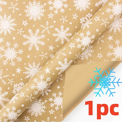 Christmas Gift Wrapping Paper with Snowflake Tree Pattern Paper Roll 16.9"x590" Eco-Friendly Paper Material for Holiday Presents