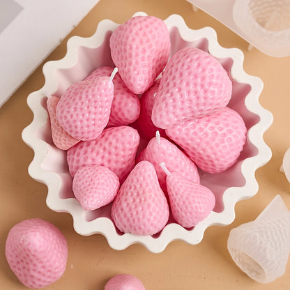 4Pcs Strawberry Shaped Silicone Candle Mold DIY Handmade Fruit Scented Candles Soap Craft Casting Molds Home Valentine's Day Dec