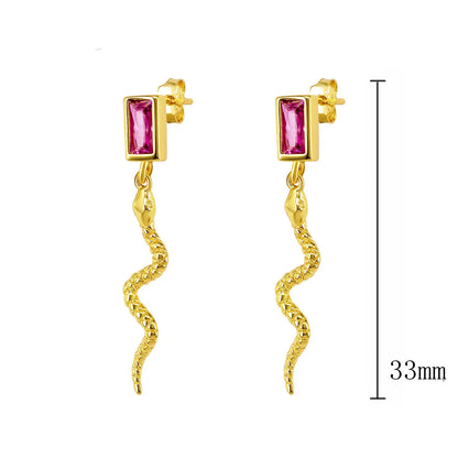 925 Sterling Silver Needle Pave Crystal Snake Type Stud Earrings for Women Simple Cute Animal Earrings Fashion Delicate Jewelry