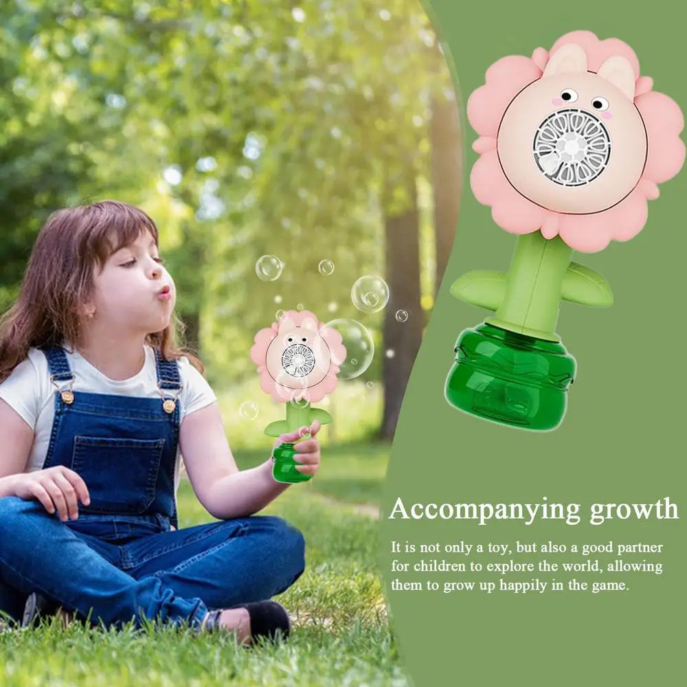 Bubble Maker For Kids Electric Rechargeable Flower Bobble Toy Machine Summer Outdoor Garden Bubble Maker With Lights For Toddler