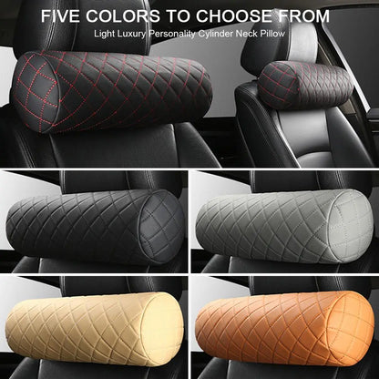 Luxury Car Seats Neck Pillow Leather Memory Soft Breathable Comfortable Relax Neck Support Car Office Chair Headrest Protector