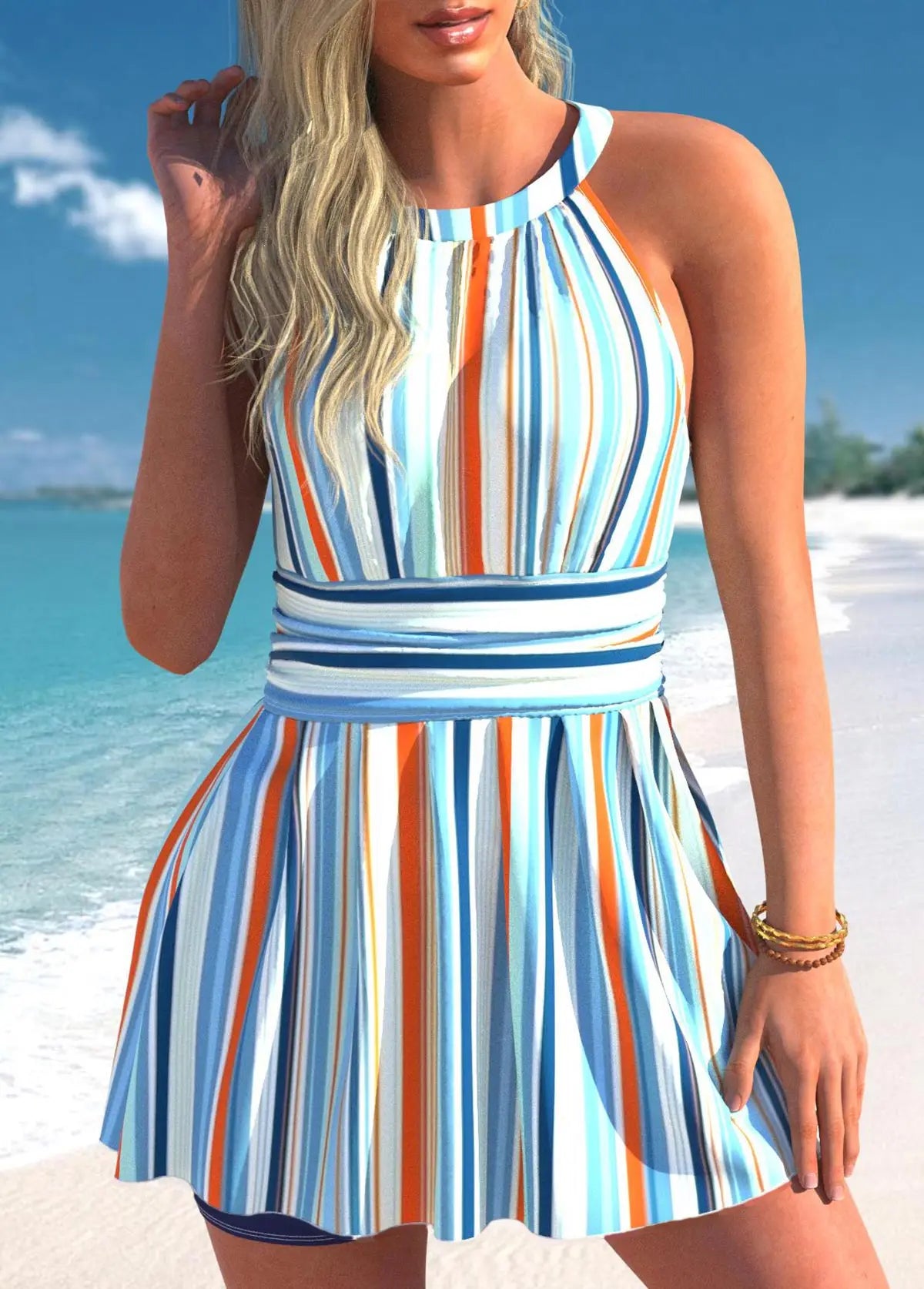 2023Swimwear Women's Beach Swimwear Fashion Print Tankini Summer Sexy Swimwear Tankiny Two Piece Beach Suit Fashion Tankini