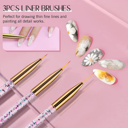 31-Piece UV Gel Nail Brush Set, UV Gel Nail Brushes, Including Dotting Brushes, Carving, Painting, and Gradient Brushes