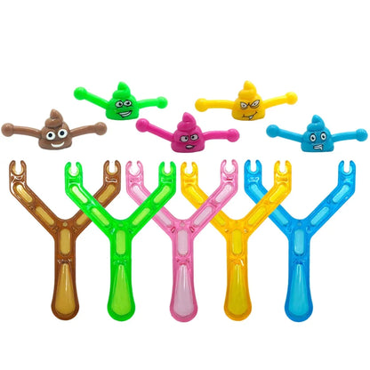 5/10 Sets Funny Poop Launcher Poop Slingshot Bullet Children's Birthday Party Christmas Gift Decompression Toys Spoof Props