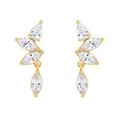 925 Sterling Silver Ear Needle Geometric Zircon Metal Earrings for women Shiny Crystal Luxury Small Stud Fashion Wedding Jewelry