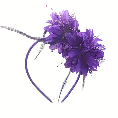 1pc Fascinator Hats For Women Feather Headband Kentucky Headpiece Gatsby Derby Hat For Cocktail Wedding Tea Party