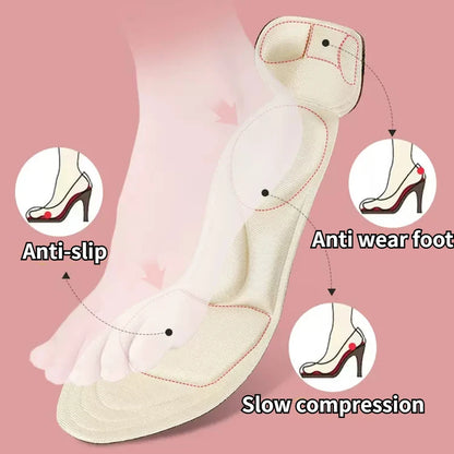 2pcs Women High-heel Shoes Insoles Inserts Heel Post Back Shoes Insoles Breathable Anti-slip Sponge Foot Care Massage Shoe Pads