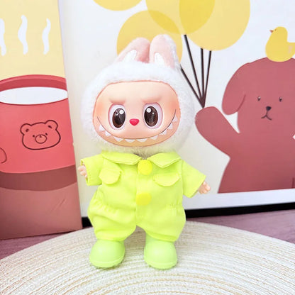 Clothes For Labubu 17cm Outfit Accessories for The Monster Korea Kpop Labubu Idol V1 V2 V3 Commando Jacket Clothing Pendant Mp5