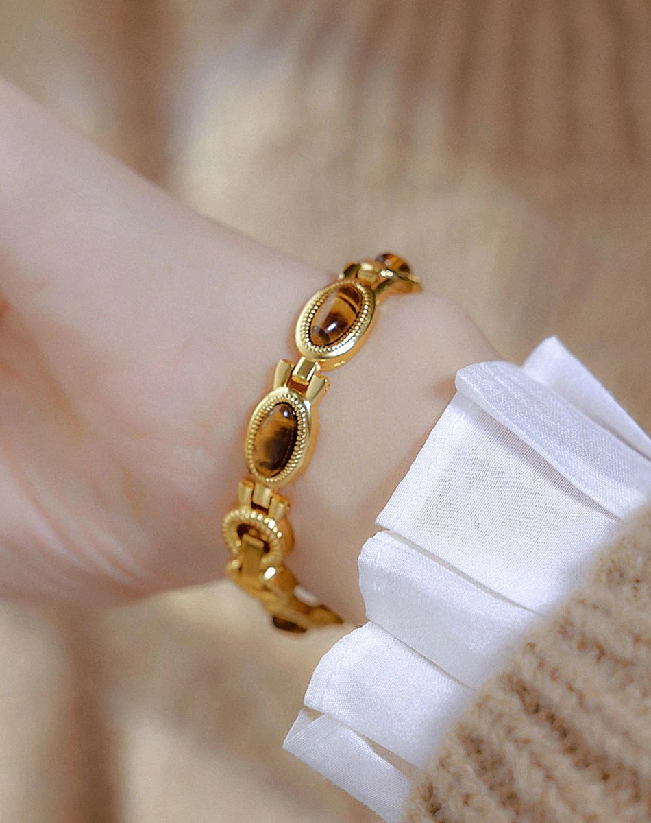 Luxury Golden Vintage Watch Women Elegant Amber Jewelry Quartz Wristwatch New In Women's Watches Fashion Bracelet Gold Watch