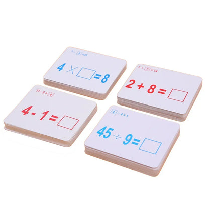 Mathematical Math Learning Tool Montessori Training Math Erasable Add Subtract Multiply and Division Table Cards Seheck for Kids