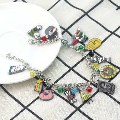 Adventure Animation Gravity Falls Enamel Charm Bracelet Comedy Anime Cartoon Metal Jewellery Accessory Children Gifts