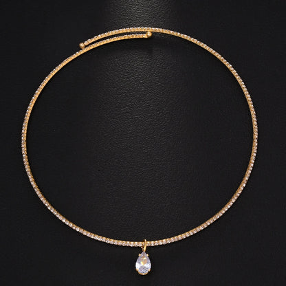 Stonefans Water Drop Pendant Choker Necklace Wedding Luxury Rhinestone Accessories Fashion 2025 Charms Jewelry High Quality Gift