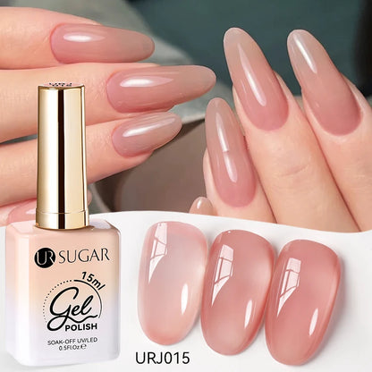 UR SUGAR 15ml Jelly Milky White Translucent Color Gel Polish Semi Permanent UV Gel Nail Art Soak Off Gel Varnish Latest Fashion