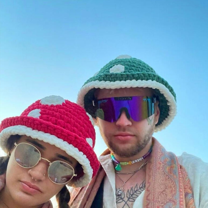 Halloween Crochet Fisherman Hat Soft Bucket Hat  Handmade Mushroom Hat Women Children Hat Novelty Photoshoots Hat M6CD