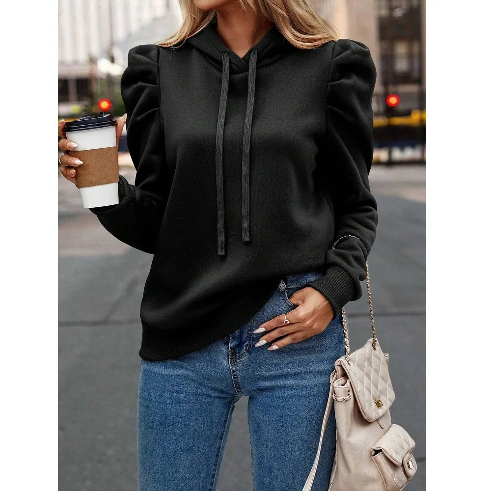 Autumn Winter Hoodies Sweatshirts Women Solid Color Long Sleeve   Casual Comfortable Pullovers Tops