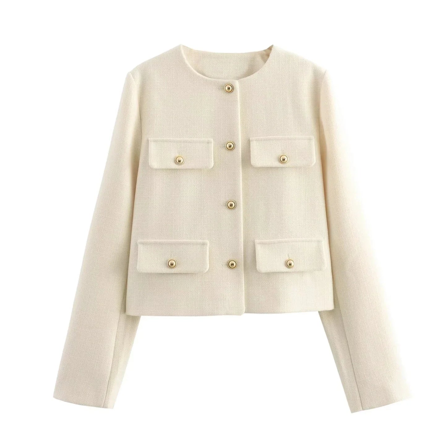 2025 New Woman Jackets Outerwears Long Sleeve Cropped Fashion Jacket for Women Button Short Coats Elegant Women's Coat