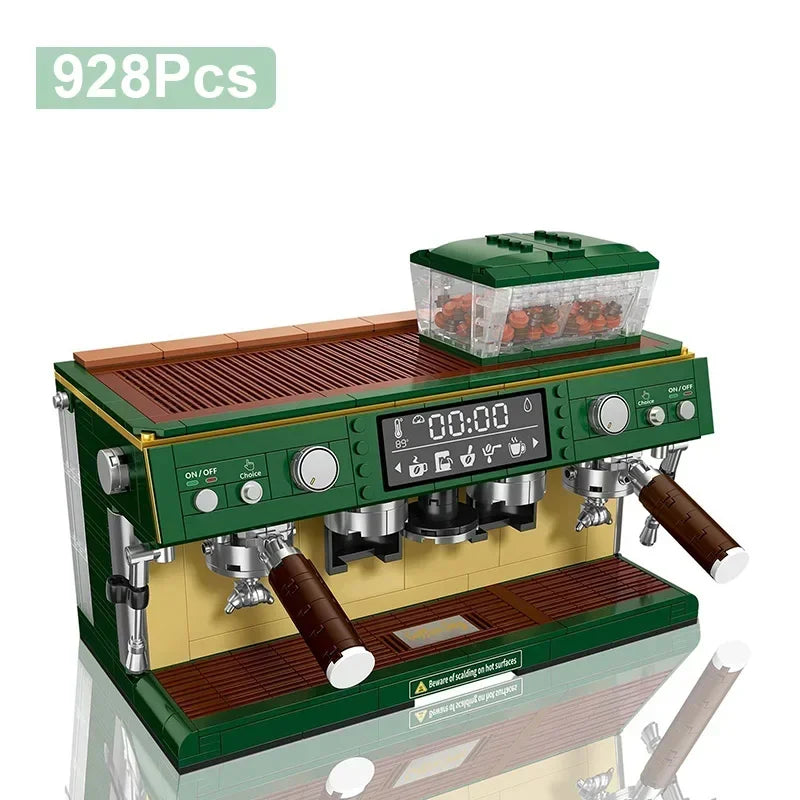 Classic Creative Coffee Machine Mini Diamond Model Building Blocks MOC Construction Bricks Collection Toy Children Xmas Gift