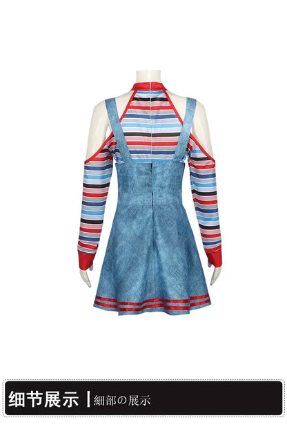 Chucky Doll Cosplay Costumes Women Outfit Adult Girls Fancy Dresses Horror Ghost Doll Clown Halloween Carnival Costume
