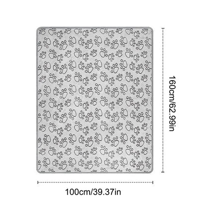 Flannel Dog Blanket Paw Print for Dog Cat Pet Sleep Mat Washable Pet Blanket for Sofa Bed Car Seat