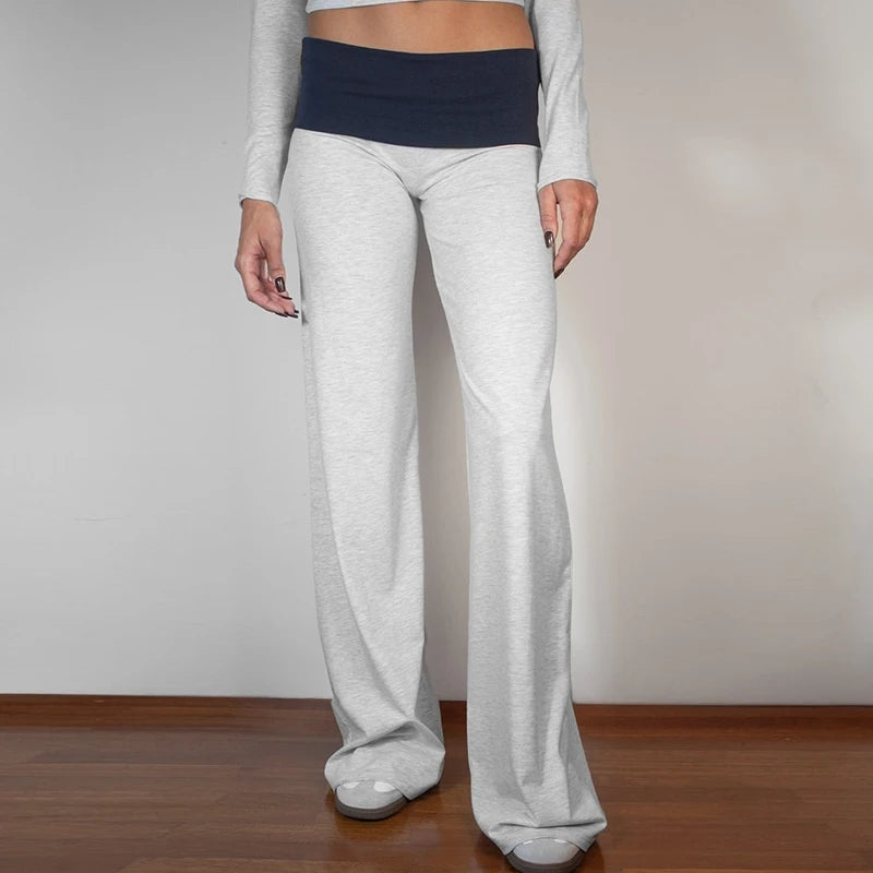 Casual Wide Leg Sweatpants for Women Fold Over Low Rise Flare Yoga Lounge Pants Back to School Clothes for Teen Girls Outfits