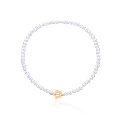 2022  Luxury OT Flower Buckle Crystal Glass Bead Chain Choker Necklace for Women Charm Fashion Jewelry  Gift