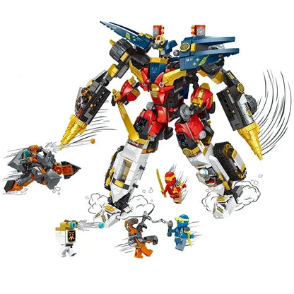 1148pcs 4in1 Ultra Combo Mech Building Blocks Titan Robot Mech Chariot With Figures Bricks Toys For Boy Gifts 71765