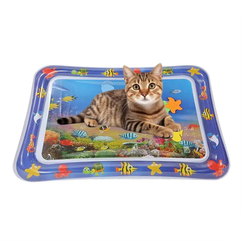 Sensory Water Play Mat For Cats Dogs Water Sensory Pad Thickened Water Sensory Playmat With Fish Pets Summer Playing Water Pad