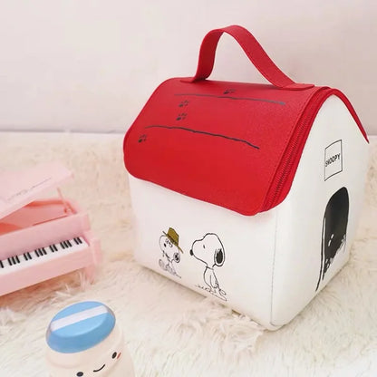 Snoopy Cosmetic Bag Anime Girl Wash Bag High Capacity House Shape Storage Bag Student Portable Cosmetic Bag Simple Wholesale