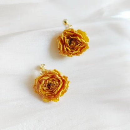 Unique Immortal Flower Earrings Elegant Natural Flower Pearl Drop Earrings Statement Jewelry Epoxy Resin Real Rose Earring 2024