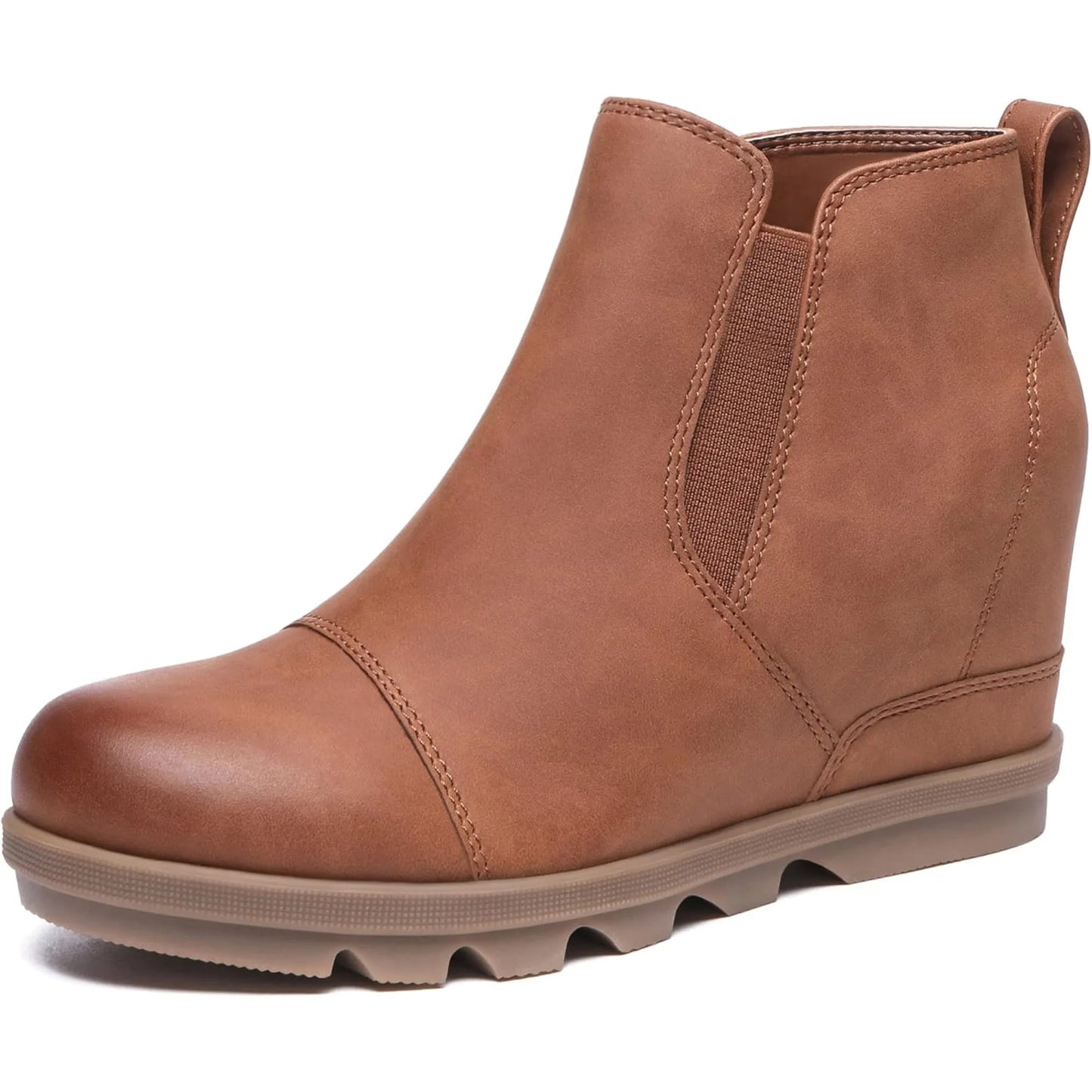 EtherealBe brown leather wedge ankle boots for fall with a stylish design and comfortable fit