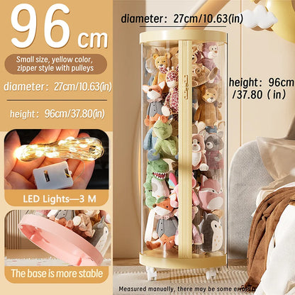 Transparent Doll Storage Box Plush Toy Organization Toy Storage Tube DIY Zipper Bins Kid Christmas Gift Children's Toy Organizer
