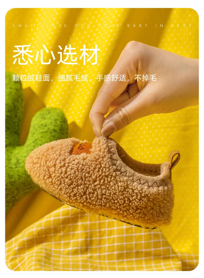 Autumn Winter 1-9 Years Old Children Plush Floor Sock Shoes Child Soft Sole Walking Shoes Indoor Home Anti-slip Kids Slippers