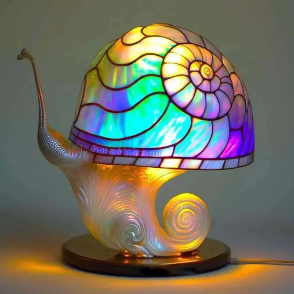 Illusionary Mushroom Table Lamp Colored Resin Plant Flower Series Snail Octopus Creative Color Bedside Retro Night Light